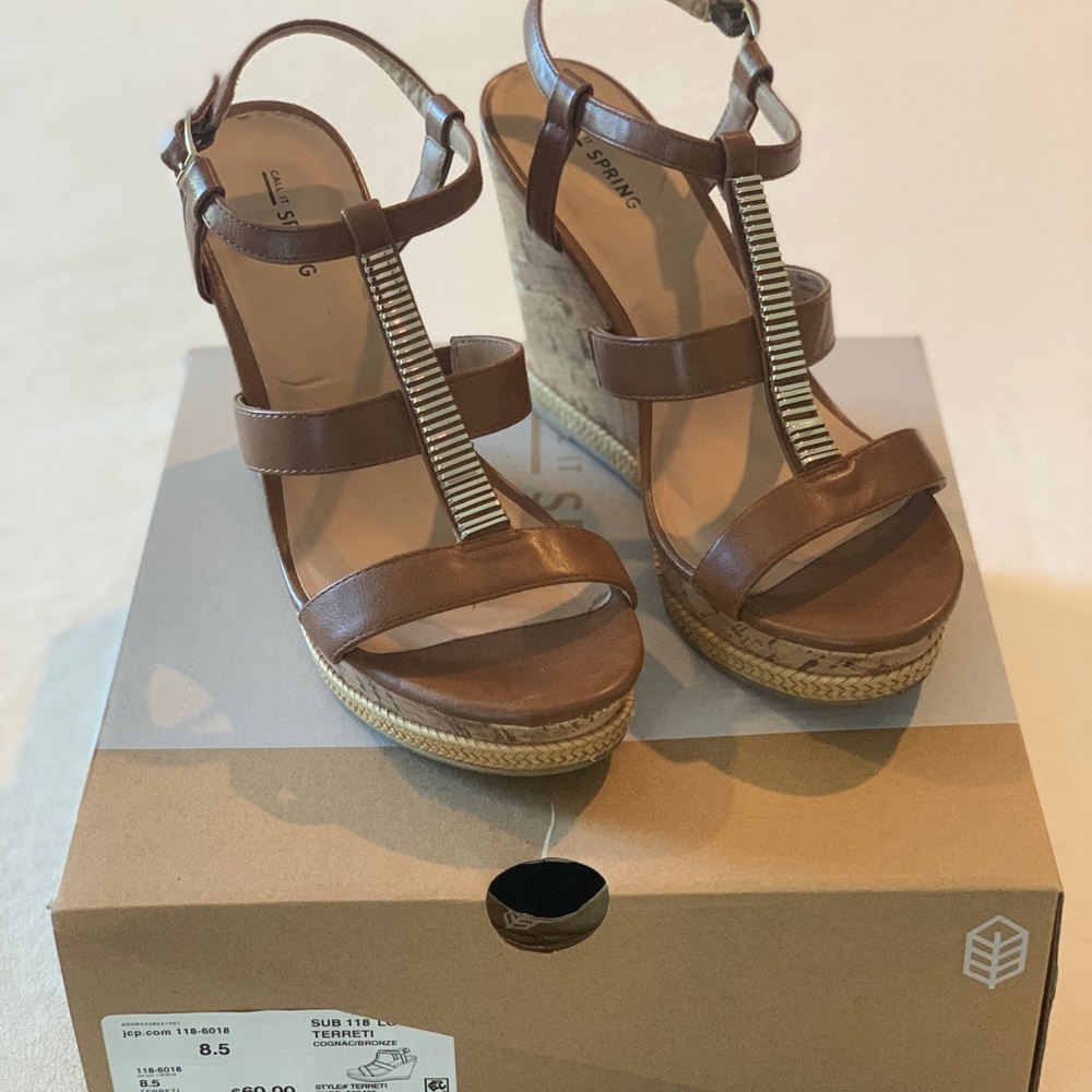 Call It Spring Size 8.5 Brown Wedges - image 3